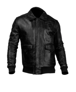 Black Bomber Real Sheepskin Leather Jacket