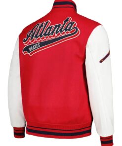 Atlanta Braves Script Tail Red and White Varsity Jacket