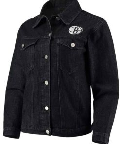 Black Brooklyn Nets Patch Button-Up Denim Jacket