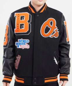 Baltimore Orioles Mashup Black Varsity Jacket
