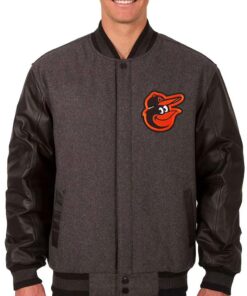 Baltimore Orioles Charcoal/Black Varsity Jacket