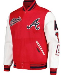 Atlanta Braves Script Tail Red and White Varsity Jacket