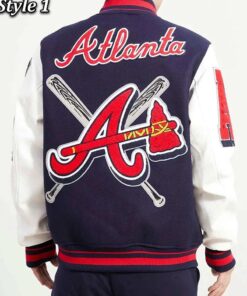 Atlanta Braves Mash Up Navy and White Varsity Jacket
