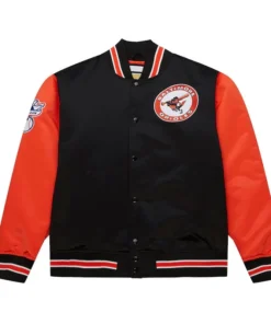 Men Baltimore Orioles Primetime Vintage Logo Satin Black Jacket
