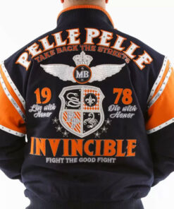 Men Navy Orange Pelle Pelle Invincible Wool Jacket