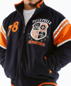 Men Navy Orange Pelle Pelle Invincible Wool Jacket