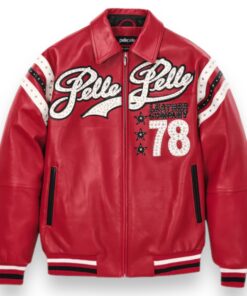 Men's Encrusted Varsity Plush Leathe Jacket